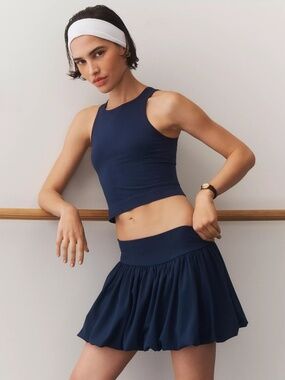 Anthropologie Daily Practice Bubble Mini Skirt Navy XXS NWT $78